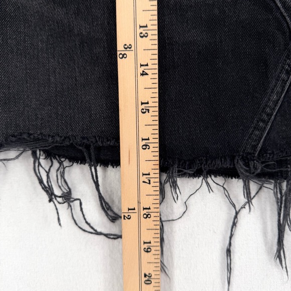 AGOLDE Criss Cross Skirt Women 26 Black Denim Mini Frayed Hem Asymmetric Waist - Picture 15 of 16